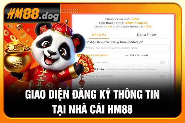 Giao diện đăng ký thông tin tại nhà cái Hm88